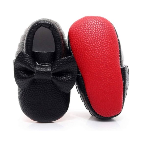 New Bebila Double Bow Fringe Baby (0-3) Moccasins - Picture 2 of 10